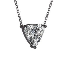 Swarovski 925 ayar siyah rodyum kaplama gümüş kolye (40 cm gümüş rolo zincir)