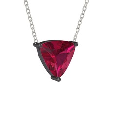 Maura Kolye - Rodolit garnet 925 ayar siyah rodyum kaplama gümüş kolye (40 cm beyaz altın rolo zincir) #1fcy62w