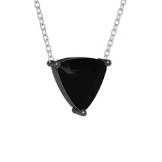 Maura Kolye - Siyah zirkon 925 ayar siyah rodyum kaplama gümüş kolye (40 cm beyaz altın rolo zincir) #1h7v3ng