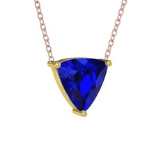 Maura Kolye - Lab safir 14 ayar altın kolye (40 cm rose altın rolo zincir) #1i7sxta