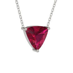 Rodolit garnet 18 ayar beyaz altın kolye (40 cm beyaz altın rolo zincir)