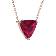 Rodolit garnet 18 ayar rose altın kolye (40 cm gümüş rolo zincir)