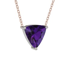 Maura Kolye - Ametist 18 ayar beyaz altın kolye (40 cm rose altın rolo zincir) #1nychea