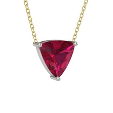 Rodolit garnet 8 ayar beyaz altın kolye (40 cm altın rolo zincir)