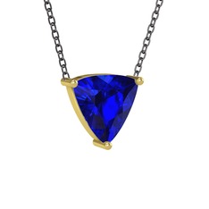Lab safir 18 ayar altın kolye (40 cm gümüş rolo zincir)
