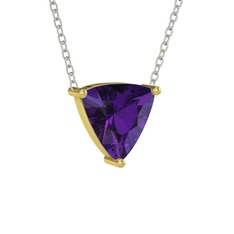 Maura Kolye - Ametist 14 ayar altın kolye (40 cm beyaz altın rolo zincir) #399ydk