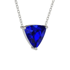 Maura Kolye - Lab safir 8 ayar beyaz altın kolye (40 cm beyaz altın rolo zincir) #5zdolb