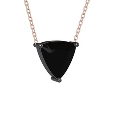 Maura Kolye - Siyah zirkon 925 ayar siyah rodyum kaplama gümüş kolye (40 cm gümüş rolo zincir) #7257dp