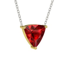 Garnet 14 ayar altın kolye (40 cm beyaz altın rolo zincir)