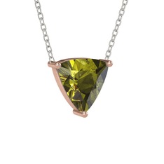 Peridot 8 ayar rose altın kolye (40 cm beyaz altın rolo zincir)