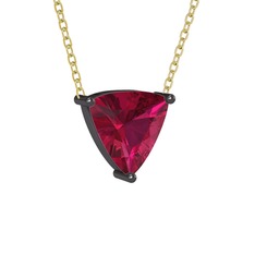 Maura Kolye - Rodolit garnet 925 ayar siyah rodyum kaplama gümüş kolye (40 cm gümüş rolo zincir) #a11v74