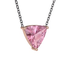 Pembe kuvars 14 ayar rose altın kolye (40 cm gümüş rolo zincir)