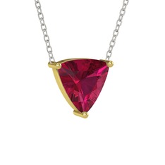 Maura Kolye - Rodolit garnet 925 ayar altın kaplama gümüş kolye (40 cm beyaz altın rolo zincir) #dtkfe8