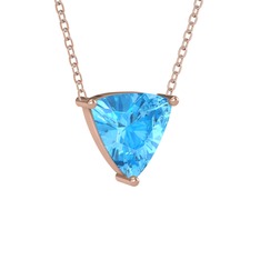 Maura Kolye - Akuamarin 925 ayar rose altın kaplama gümüş kolye (40 cm rose altın rolo zincir) #e3dkmj
