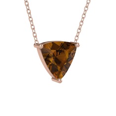 Maura Kolye - Dumanlı kuvars 8 ayar rose altın kolye (40 cm rose altın rolo zincir) #g3u87p