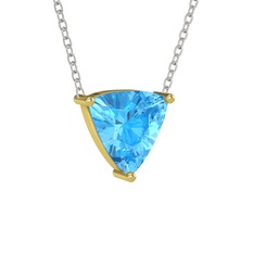 Maura Kolye - Akuamarin 18 ayar altın kolye (40 cm beyaz altın rolo zincir) #hno2ve