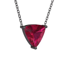 Rodolit garnet 925 ayar siyah rodyum kaplama gümüş kolye (40 cm gümüş rolo zincir)