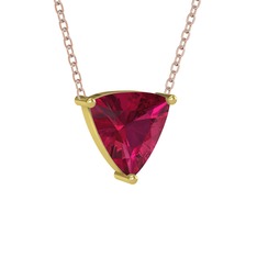 Rodolit garnet 18 ayar altın kolye (40 cm rose altın rolo zincir)