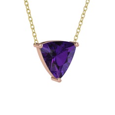 Maura Kolye - Ametist 18 ayar rose altın kolye (40 cm altın rolo zincir) #knz751