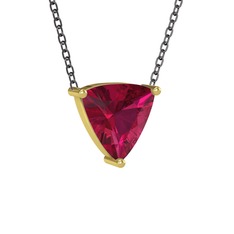 Rodolit garnet 18 ayar altın kolye (40 cm gümüş rolo zincir)