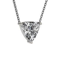 Swarovski 14 ayar beyaz altın kolye (40 cm gümüş rolo zincir)