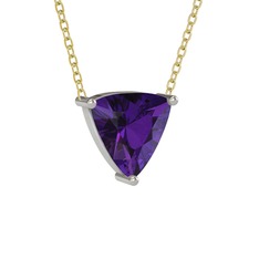 Maura Kolye - Ametist 14 ayar beyaz altın kolye (40 cm altın rolo zincir) #nibbvr