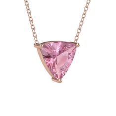 Pembe kuvars 8 ayar rose altın kolye (40 cm rose altın rolo zincir)