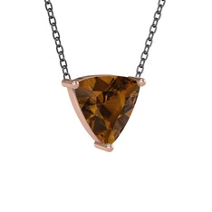 Maura Kolye - Dumanlı kuvars 8 ayar rose altın kolye (40 cm gümüş rolo zincir) #ohmzxp