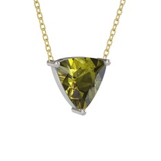 Peridot 14 ayar beyaz altın kolye (40 cm altın rolo zincir)