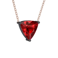 Garnet 925 ayar siyah rodyum kaplama gümüş kolye (40 cm gümüş rolo zincir)