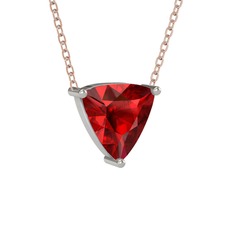 Maura Kolye - Garnet 8 ayar beyaz altın kolye (40 cm rose altın rolo zincir) #tk8un3