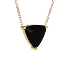 Maura Kolye - Siyah zirkon 8 ayar altın kolye (40 cm gümüş rolo zincir) #txrizw