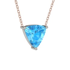 Maura Kolye - Akuamarin 8 ayar beyaz altın kolye (40 cm rose altın rolo zincir) #uhvpme
