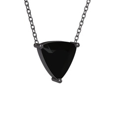 Maura Kolye - Siyah zirkon 925 ayar siyah rodyum kaplama gümüş kolye (40 cm gümüş rolo zincir) #undg5n