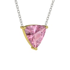 Maura Kolye - Pembe kuvars 14 ayar altın kolye (40 cm beyaz altın rolo zincir) #w6ozl6