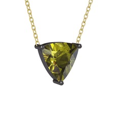 Maura Kolye - Peridot 925 ayar siyah rodyum kaplama gümüş kolye (40 cm altın rolo zincir) #wtyaab
