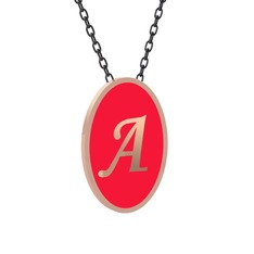 925 ayar rose altın kaplama gümüş kolye (Kırmızı mineli, 40 cm gümüş rolo zincir)