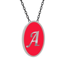 925 ayar gümüş kolye (Kırmızı mineli, 40 cm gümüş rolo zincir)