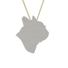 Bulldog Kolye - 18 ayar beyaz altın kolye (40 cm altın rolo zincir) #1cjnglj