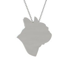 Bulldog Kolye - 925 ayar gümüş kolye (40 cm beyaz altın rolo zincir) #1xi7pgl