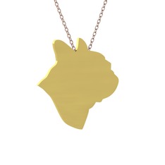 Bulldog Kolye - 14 ayar altın kolye (40 cm rose altın rolo zincir) #9kp7lf
