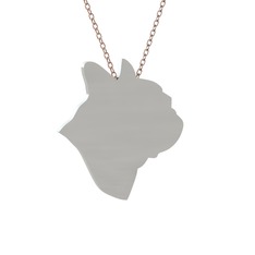 Bulldog Kolye - 14 ayar beyaz altın kolye (40 cm rose altın rolo zincir) #rg0qgo