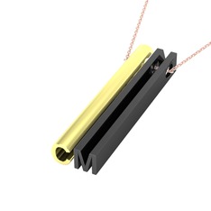 Gizli Harf Kolye (İki Karakter ) - 14 ayar altın kolye (40 cm gümüş rolo zincir) #10pw51c