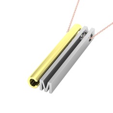 Gizli Harf Kolye (İki Karakter ) - 925 ayar altın kaplama gümüş kolye (40 cm gümüş rolo zincir) #13csm5s