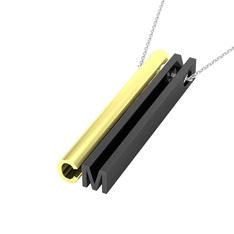 Gizli Harf Kolye (İki Karakter ) - 14 ayar altın kolye (40 cm gümüş rolo zincir) #14y74dv