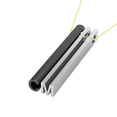 Gizli Harf Kolye (İki Karakter ) - 925 ayar siyah rodyum kaplama gümüş kolye (40 cm gümüş rolo zincir) #1cv98qv