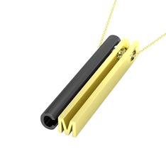 Gizli Harf Kolye (İki Karakter ) - 925 ayar siyah rodyum kaplama gümüş kolye (40 cm altın rolo zincir) #1e4m819