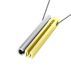 Gizli Harf Kolye (İki Karakter ) - 18 ayar beyaz altın kolye (40 cm gümüş rolo zincir) #1usfxi2