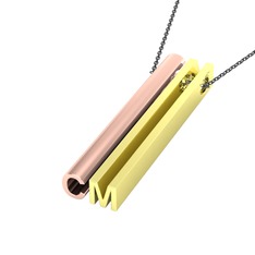 Gizli Harf Kolye (İki Karakter ) - 925 ayar rose altın kaplama gümüş kolye (40 cm gümüş rolo zincir) #4qzvou