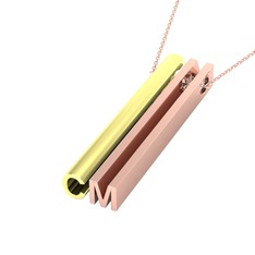 Gizli Harf Kolye (İki Karakter ) - 18 ayar altın kolye (40 cm rose altın rolo zincir) #gr2mgd